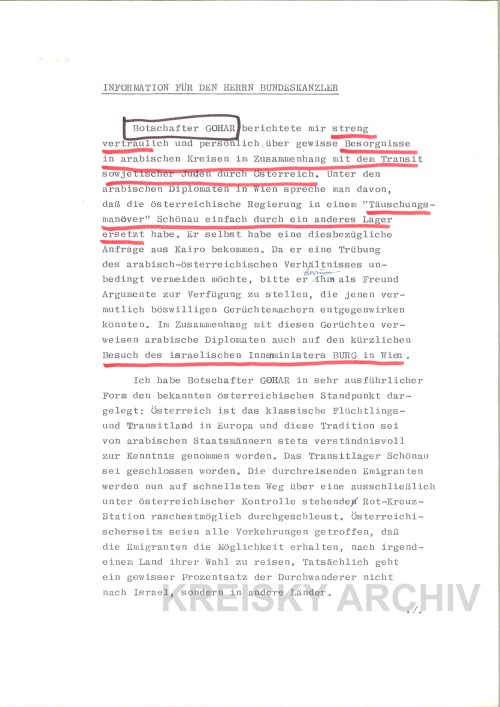 Information von Botschafter Hans Thalberg für Bruno Kreisky vom 4.12.1973.