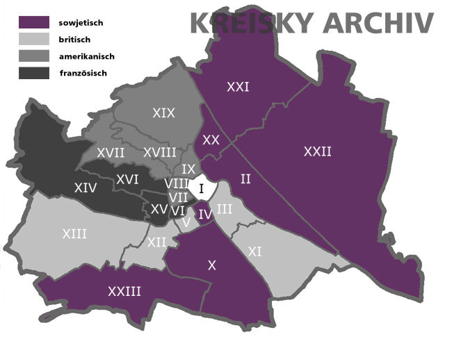 Die definitive Zoneneinteilung, ab 9.7.1945 in Kraft