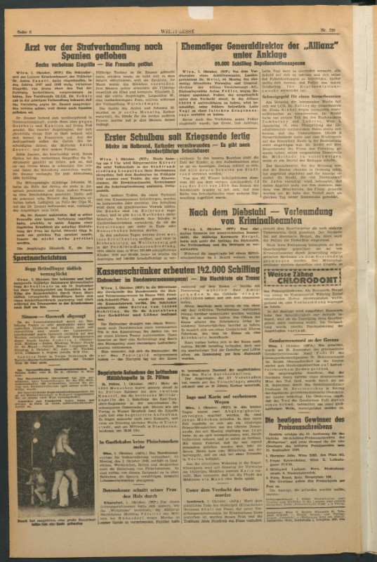Weltpresse vom 1.10.1949 Weltpresse vom 1.10.1949