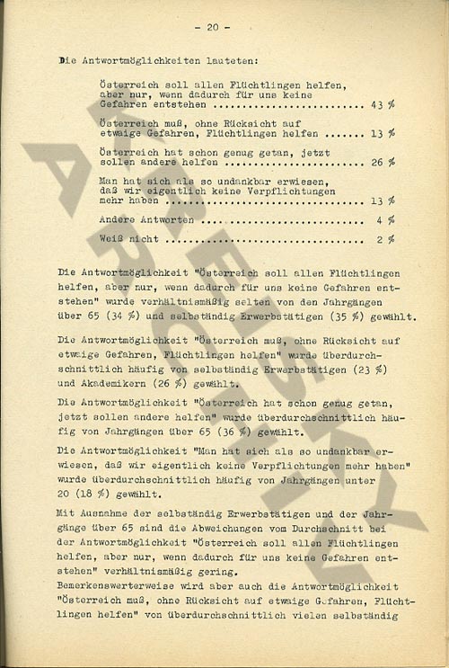 Auszug aus einem SWS-Bericht zum Thema Hilfe für Flüchtlinge, November 1973