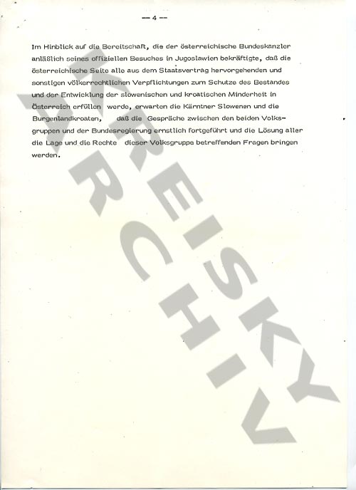 Gemeinsame Presseerklärung von Vertretern der slowenischen und der kroatischen Minderheit in Österreich anlässlich des 25Jahrjubiläums des Staatsvertrages, 1980