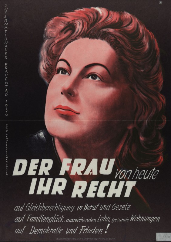 Plakat der Kommunistischen Partei Österreichs zum Internationalen Frauentag, 1956. 